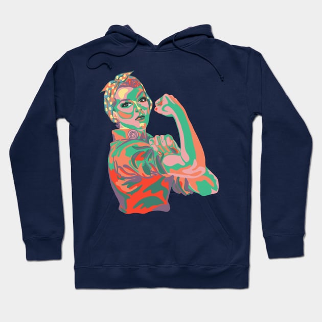 Rosie the Riveter in 40s Colors Hoodie by Slightly Unhinged